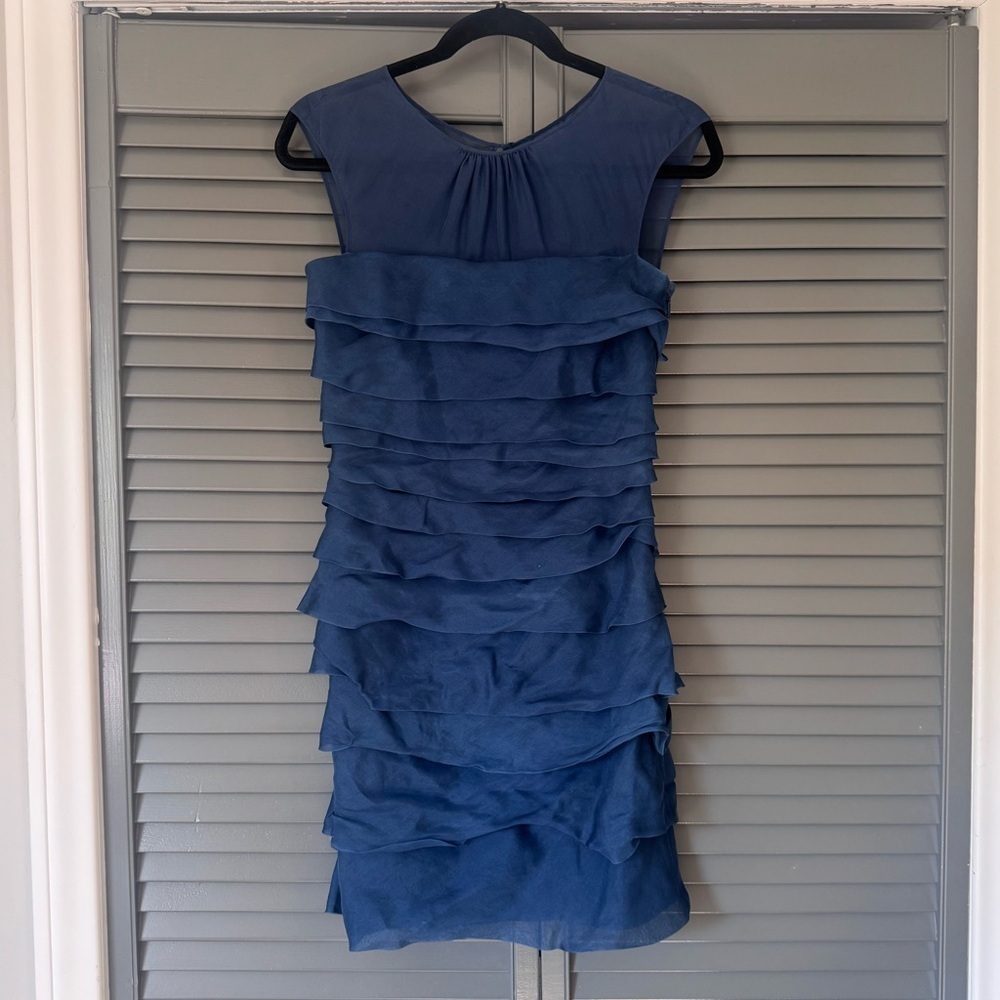 Carolina Herrera Blue Silk Ruffled Mini Dress